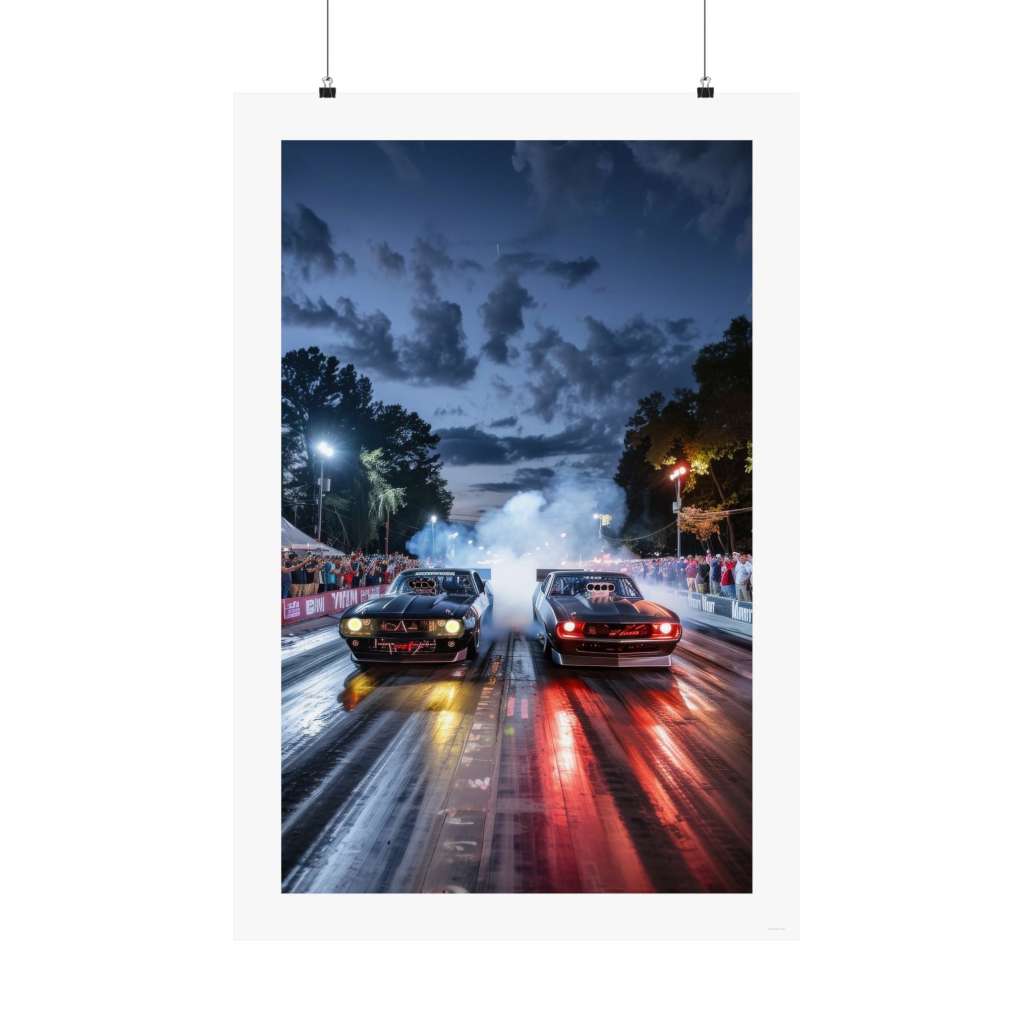 It's a Drag Gallery Print, drag race at night, drag strip, race cars, muscle cars, poster, wall art